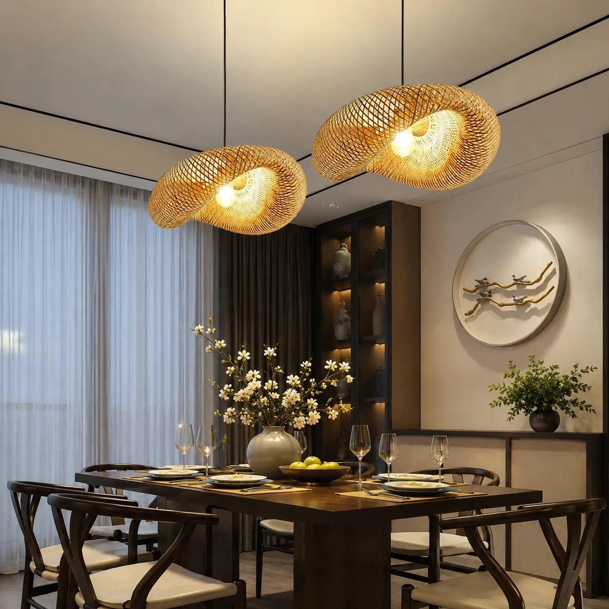 Avaora Handwoven Natural Bamboo Pendant Light