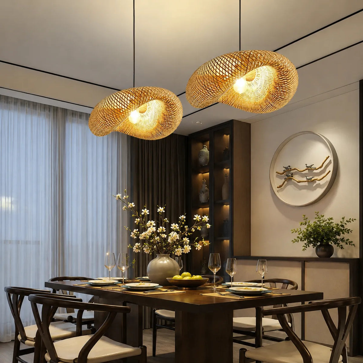 Avaora Handwoven Bamboo & Rattan Pendant Light