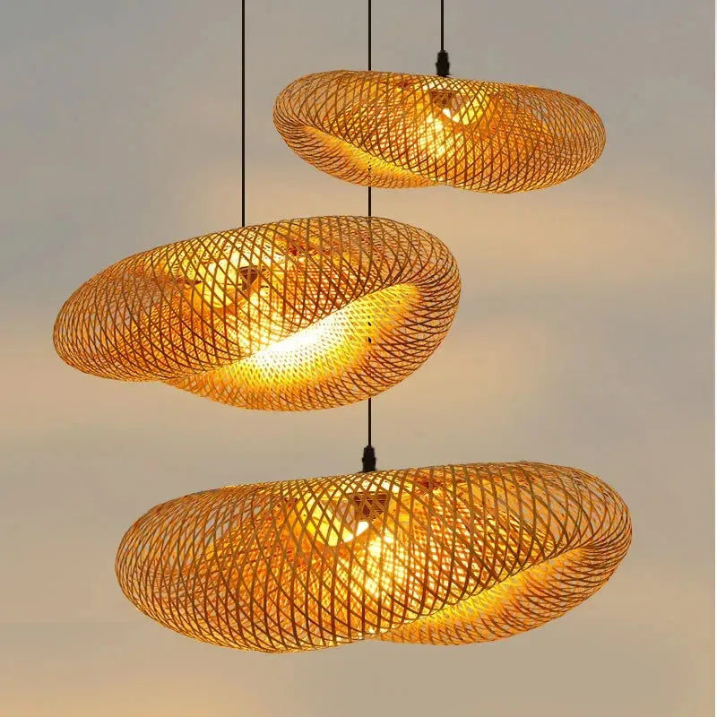 Avaora Handwoven Bamboo & Rattan Pendant Light