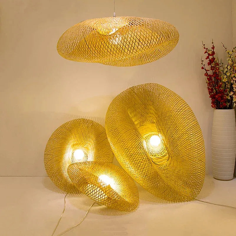 Avaora Handwoven Bamboo & Rattan Pendant Light