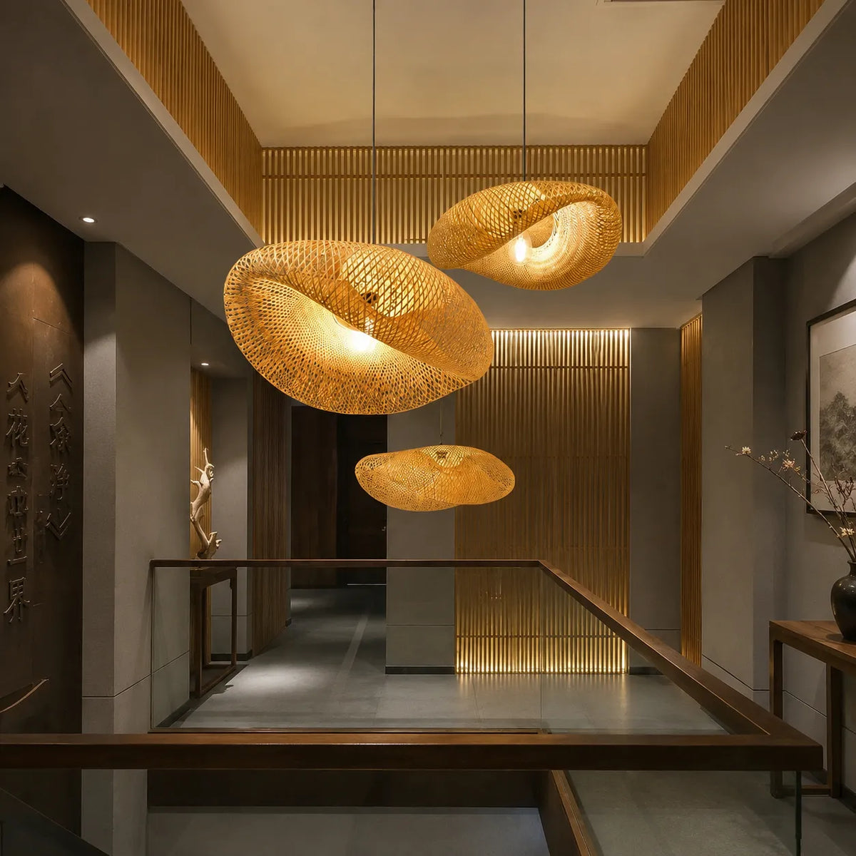 Avaora Handwoven Bamboo & Rattan Pendant Light