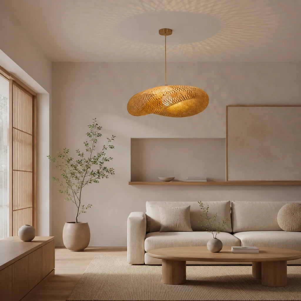 Avaora Handwoven Bamboo & Rattan Pendant Light