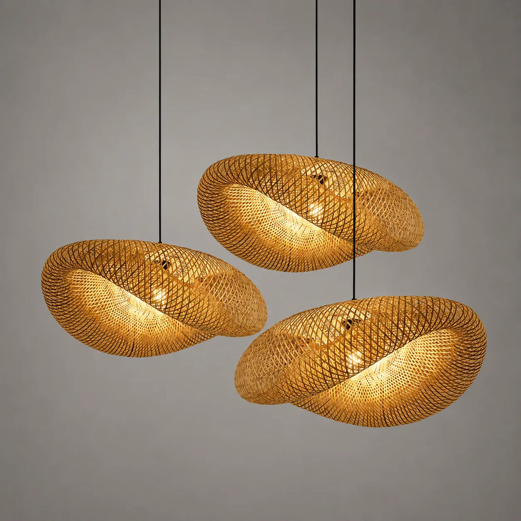 Avaora Handwoven Bamboo & Rattan Pendant Light