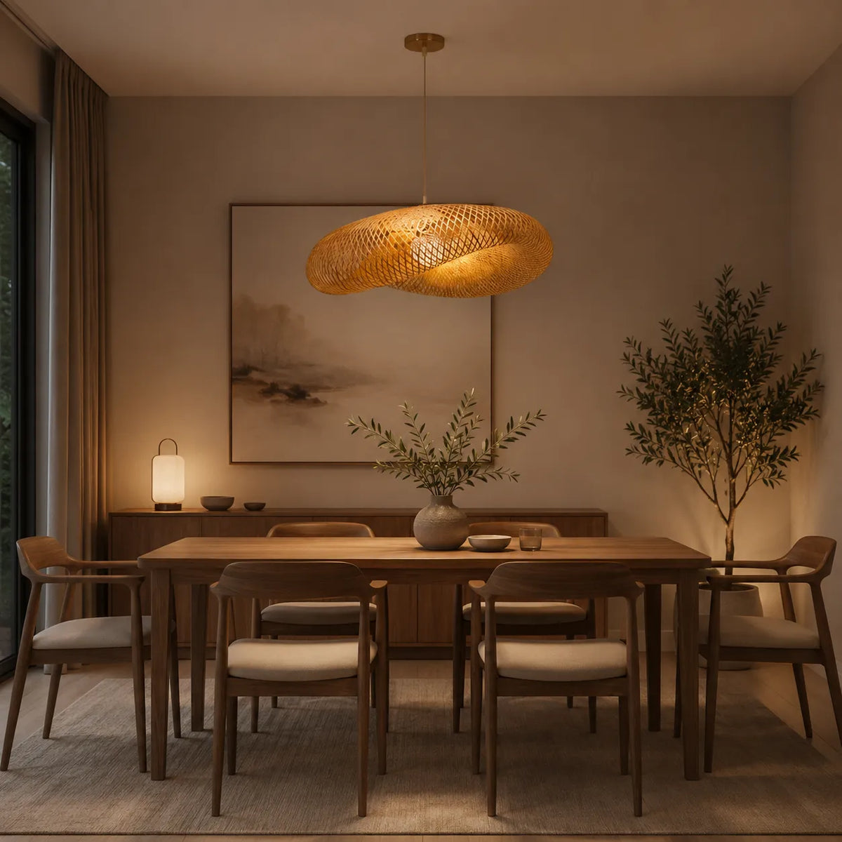 Avaora Handwoven Bamboo & Rattan Pendant Light