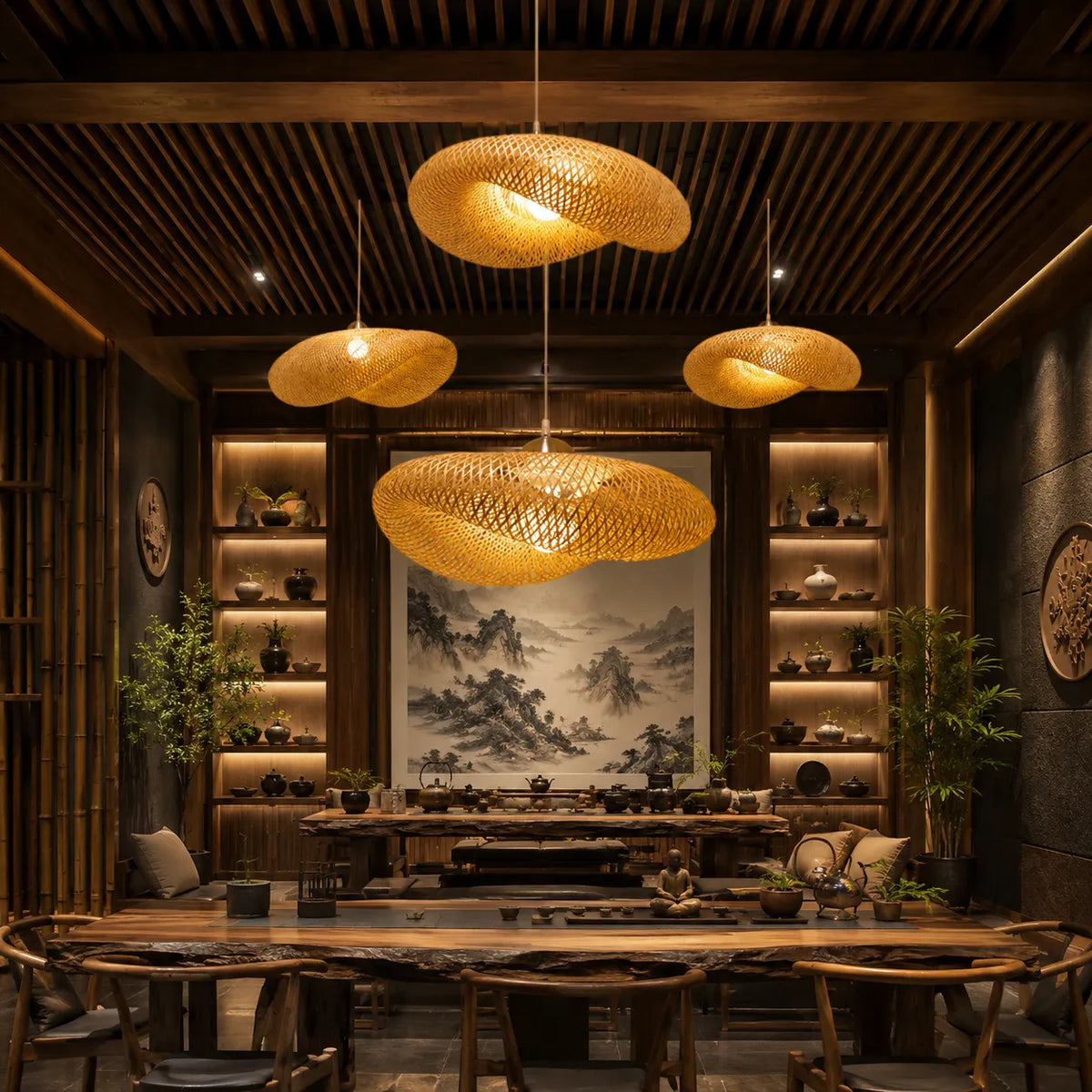 Avaora Handwoven Bamboo & Rattan Pendant Light