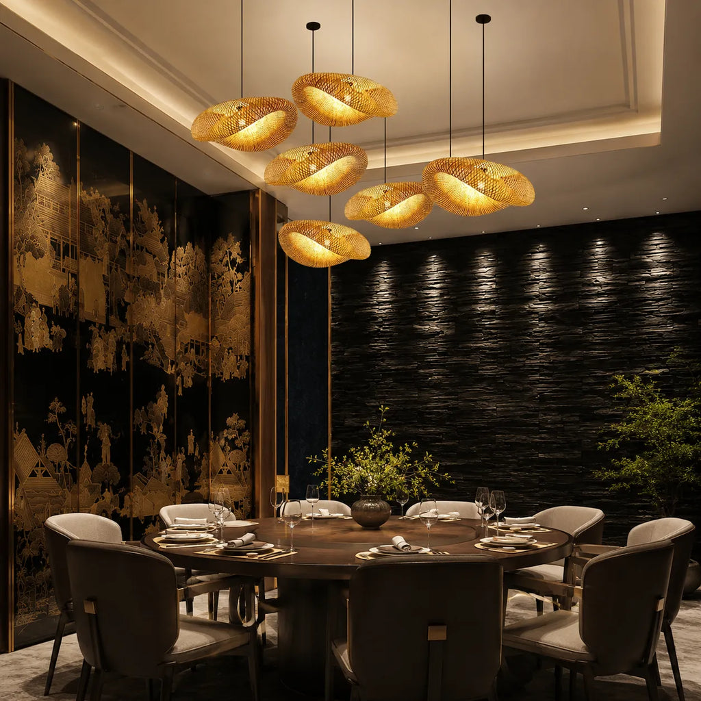Avaora Handwoven Bamboo & Rattan Pendant Light
