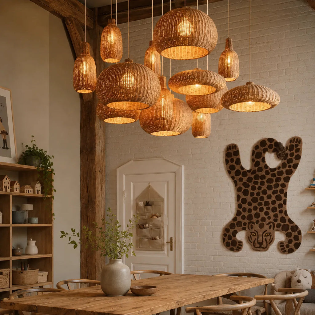 Bexley Vintage Handwoven Rattan Pendant Light