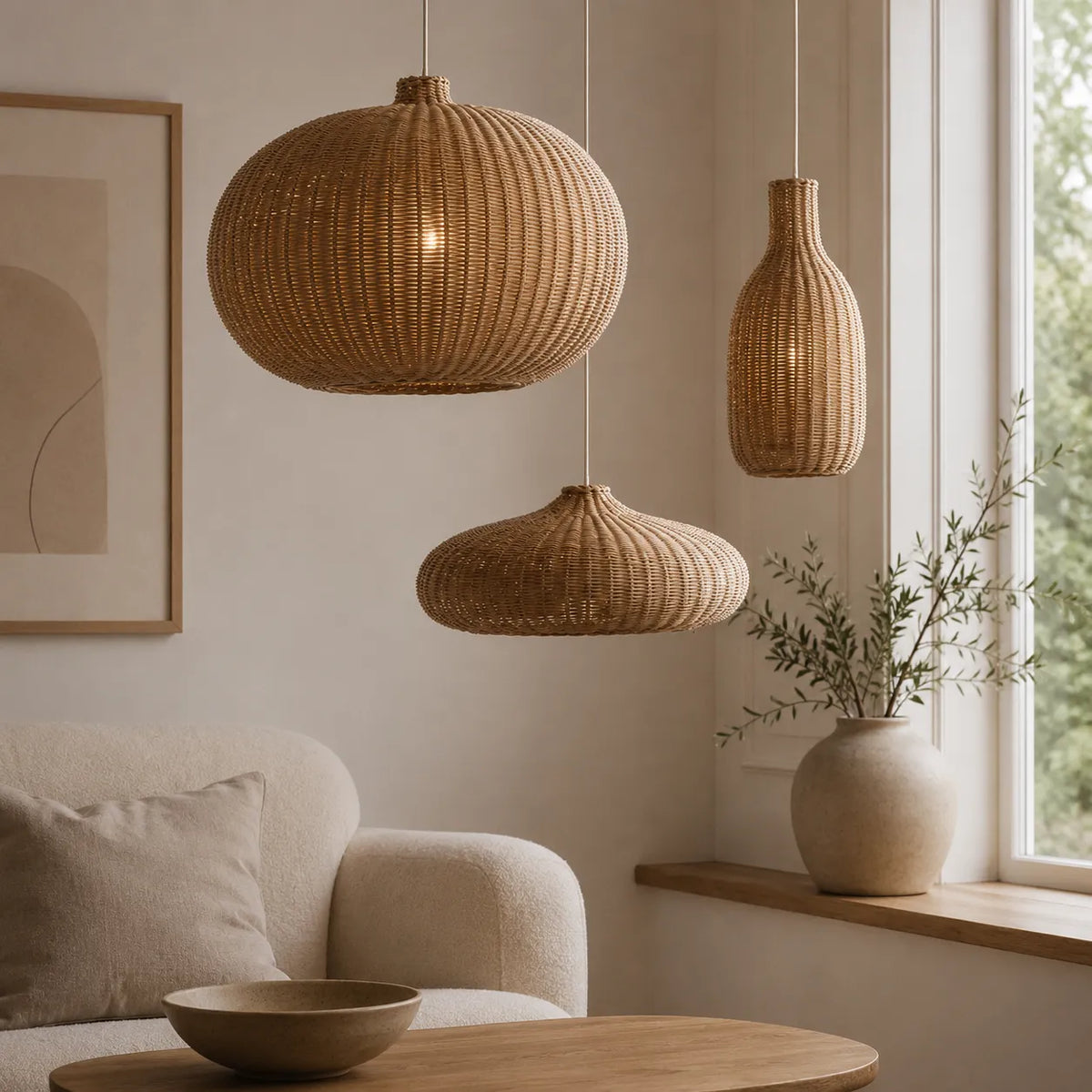Bexley Vintage Handwoven Rattan Pendant Light