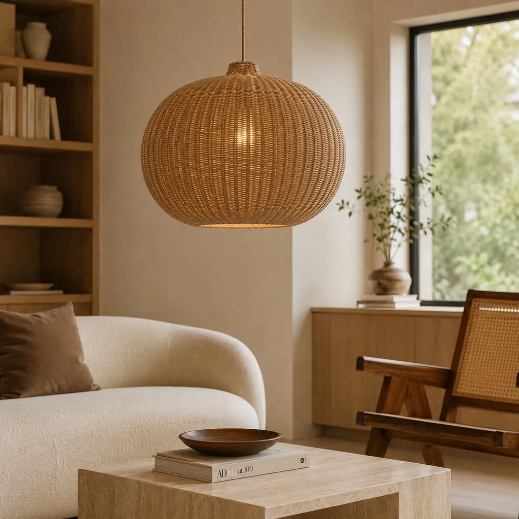 Bexley Vintage Handwoven Rattan Pendant Light