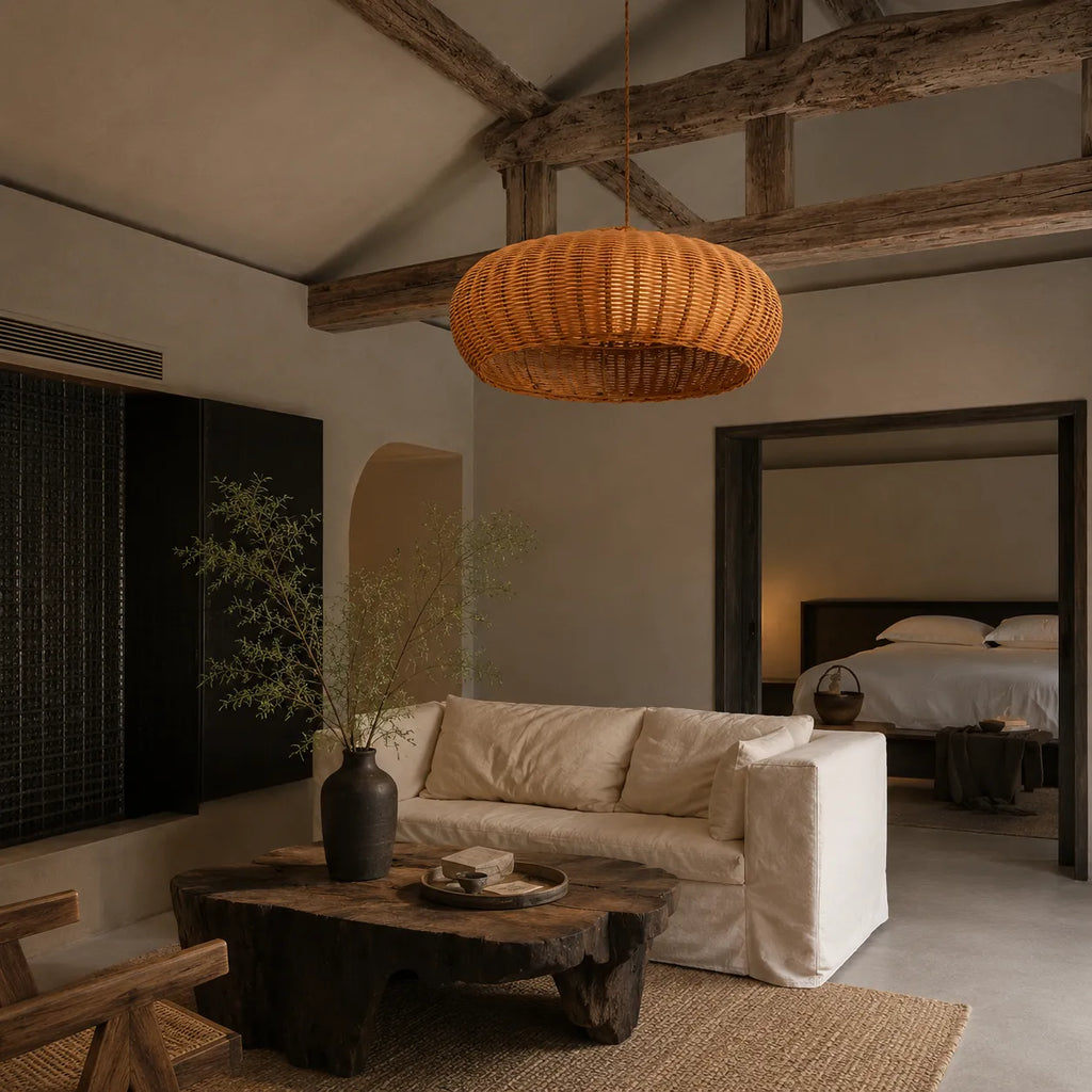 Bexley Vintage Handwoven Rattan Pendant Light