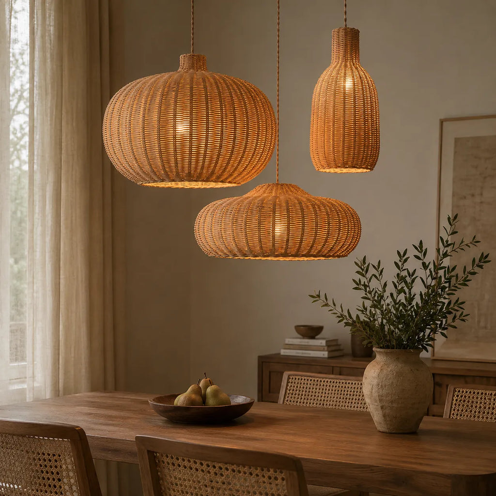 Bexley Vintage Handwoven Rattan Pendant Light
