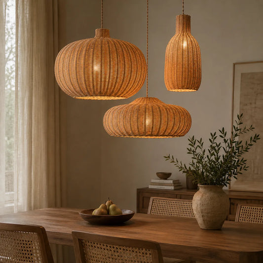 Bexley Handwoven Rattan Adjustable Pendant Light