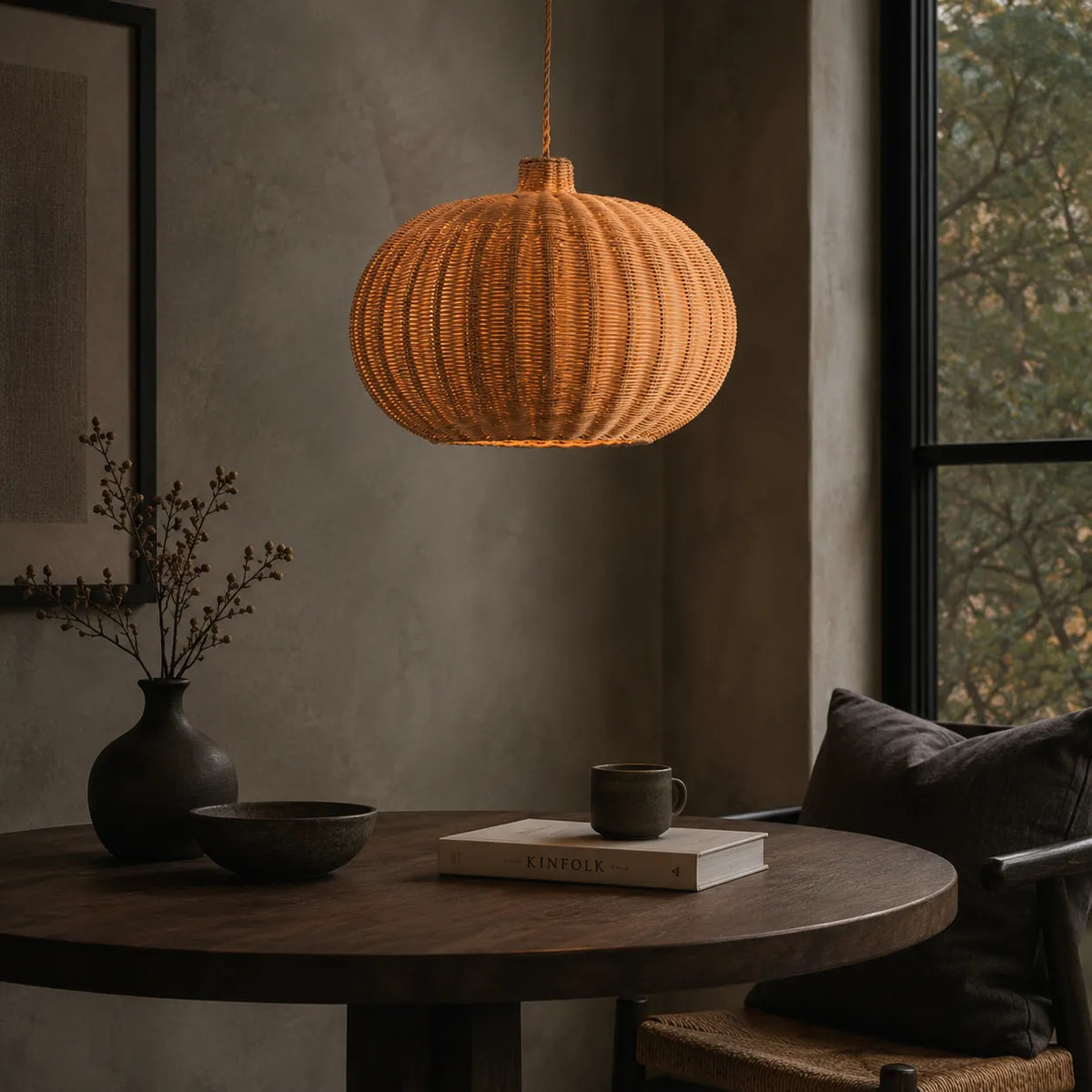 Bexley Vintage Handwoven Rattan Pendant Light