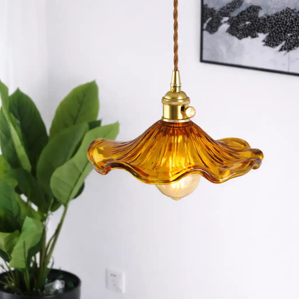 Hibiscus Modern Floral Glass Pendant Light