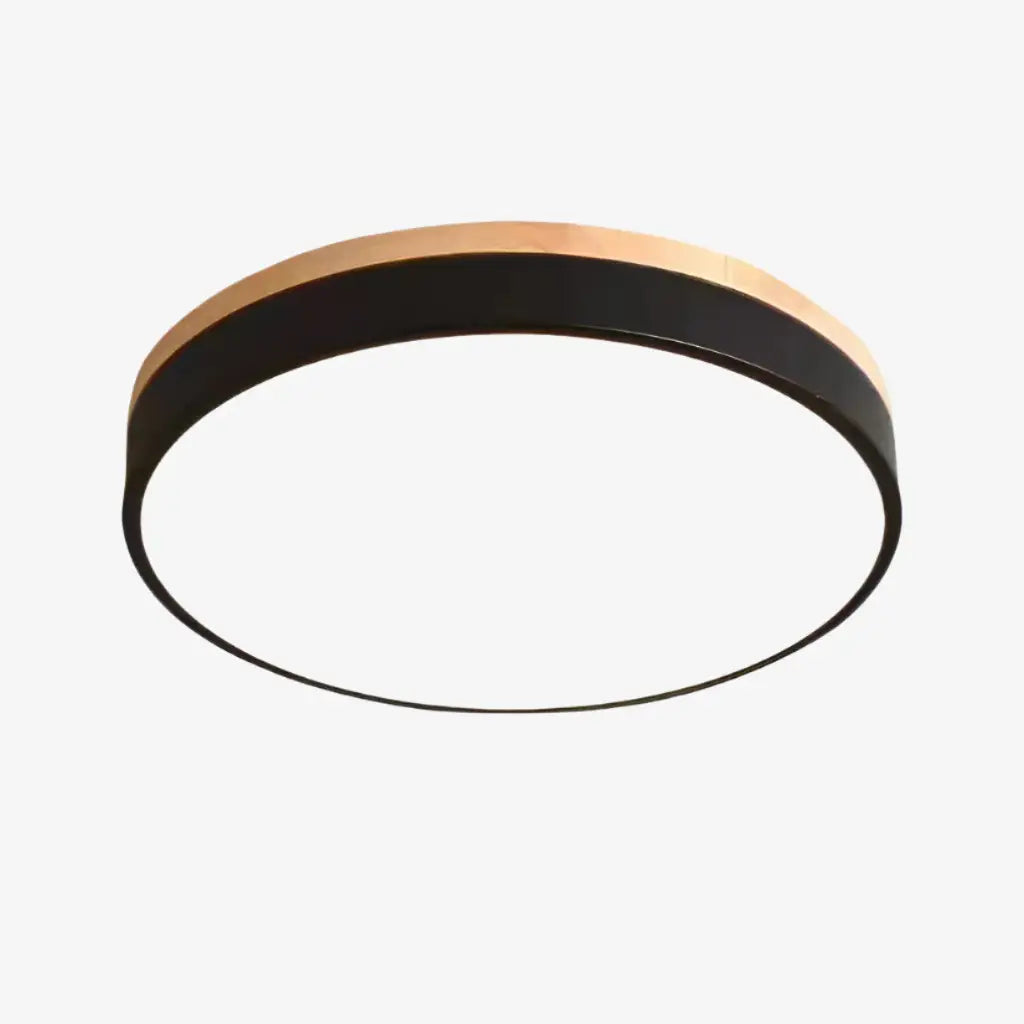 Horizon Japandi Wood Accent LED Flush Mount Ceiling Light