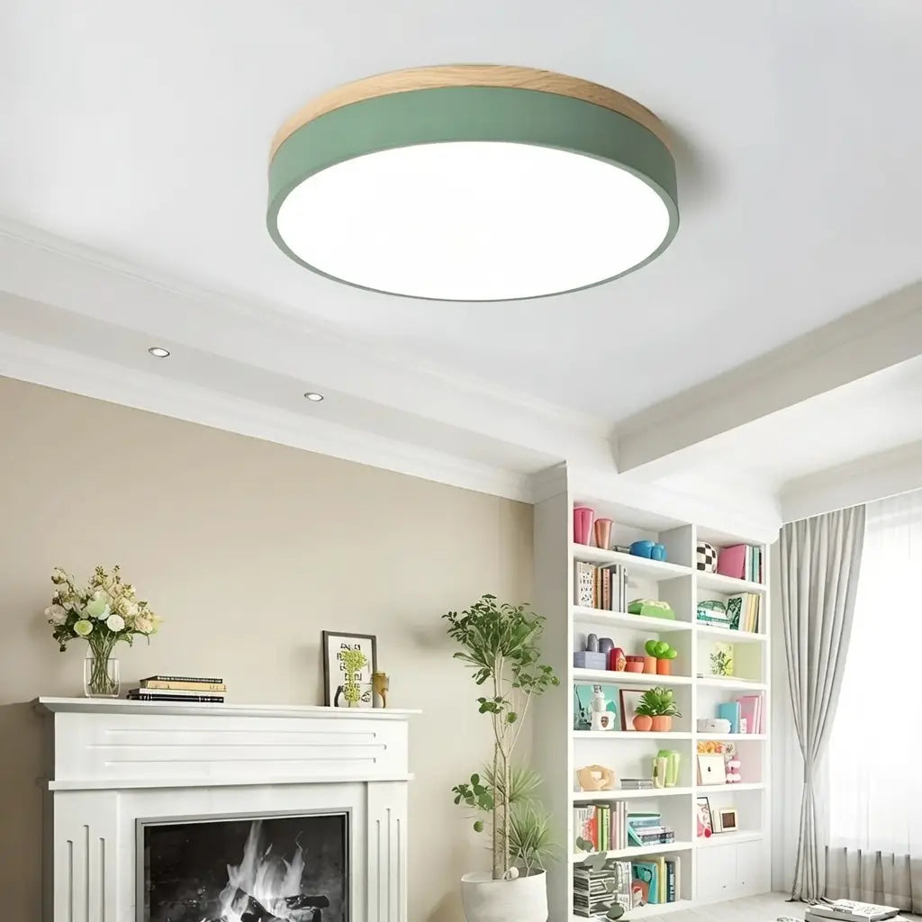 Horizon Japandi Wood Accent LED Flush Mount Ceiling Light