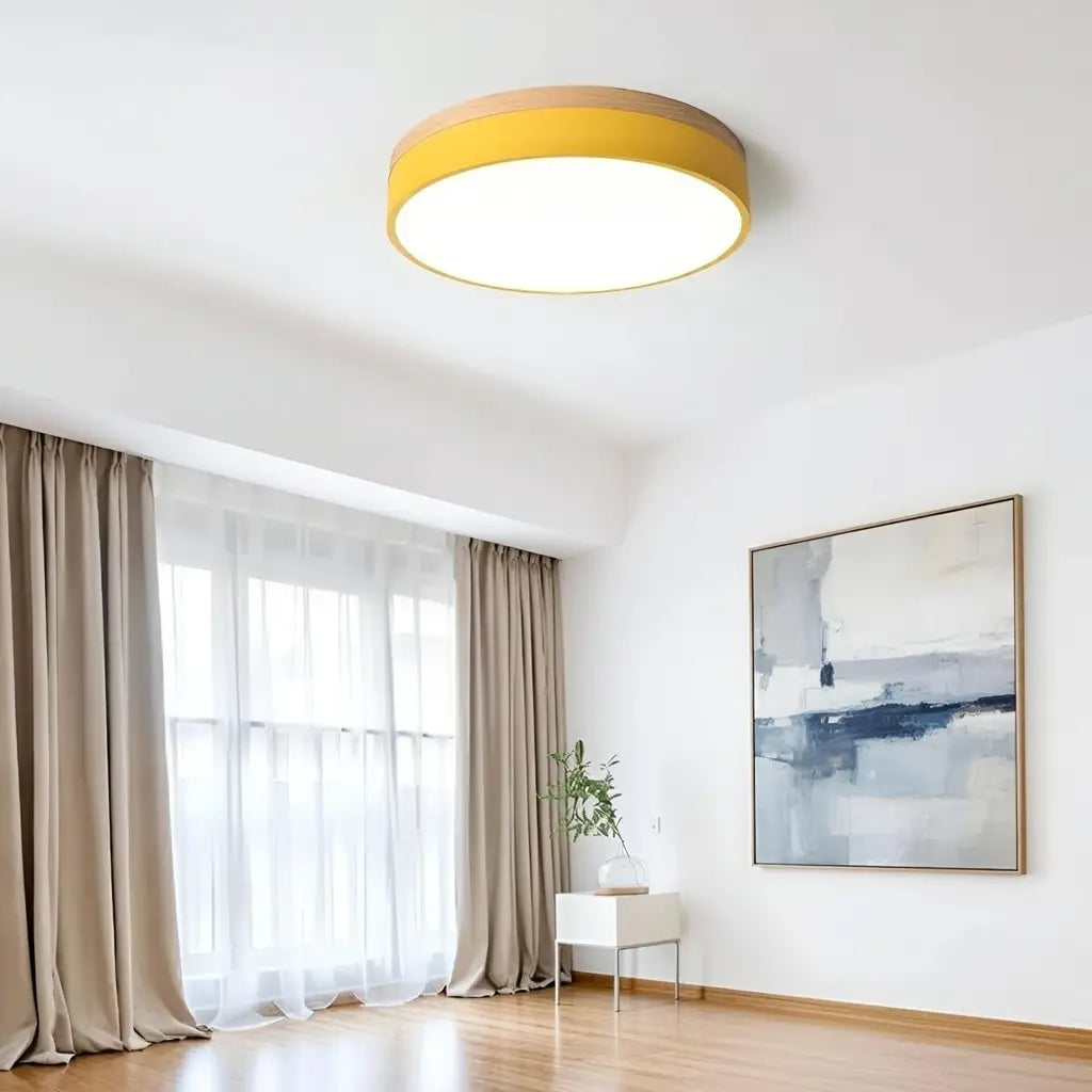 Horizon Japandi Wood Accent LED Flush Mount Ceiling Light