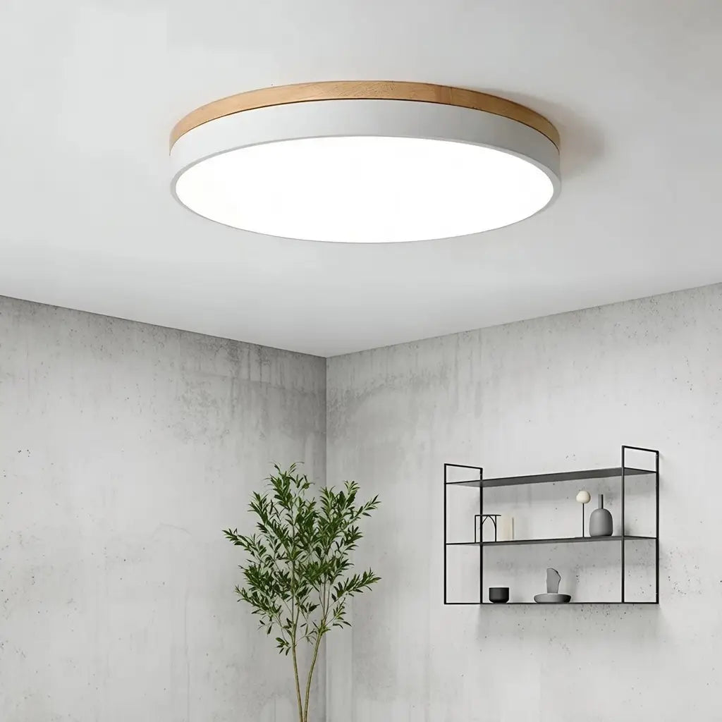 Horizon Japandi Wood Accent LED Flush Mount Ceiling Light