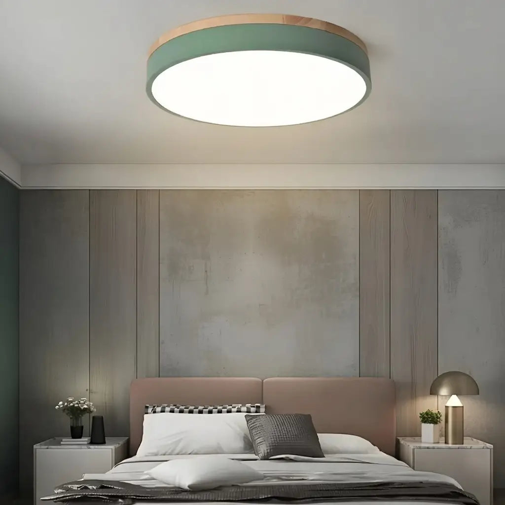 Horizon Japandi Wood Accent LED Flush Mount Ceiling Light