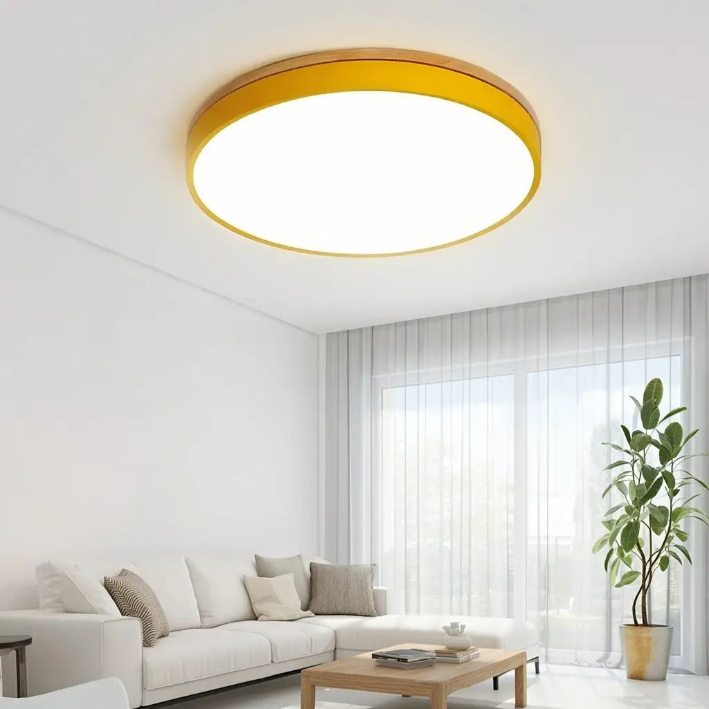 Horizon Japandi Wood Accent LED Flush Mount Ceiling Light
