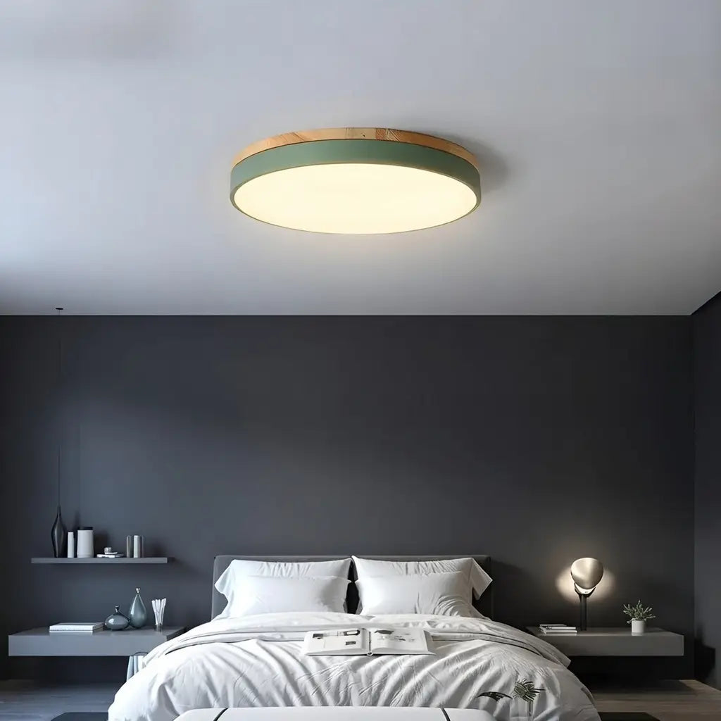Horizon Japandi Wood Accent LED Flush Mount Ceiling Light