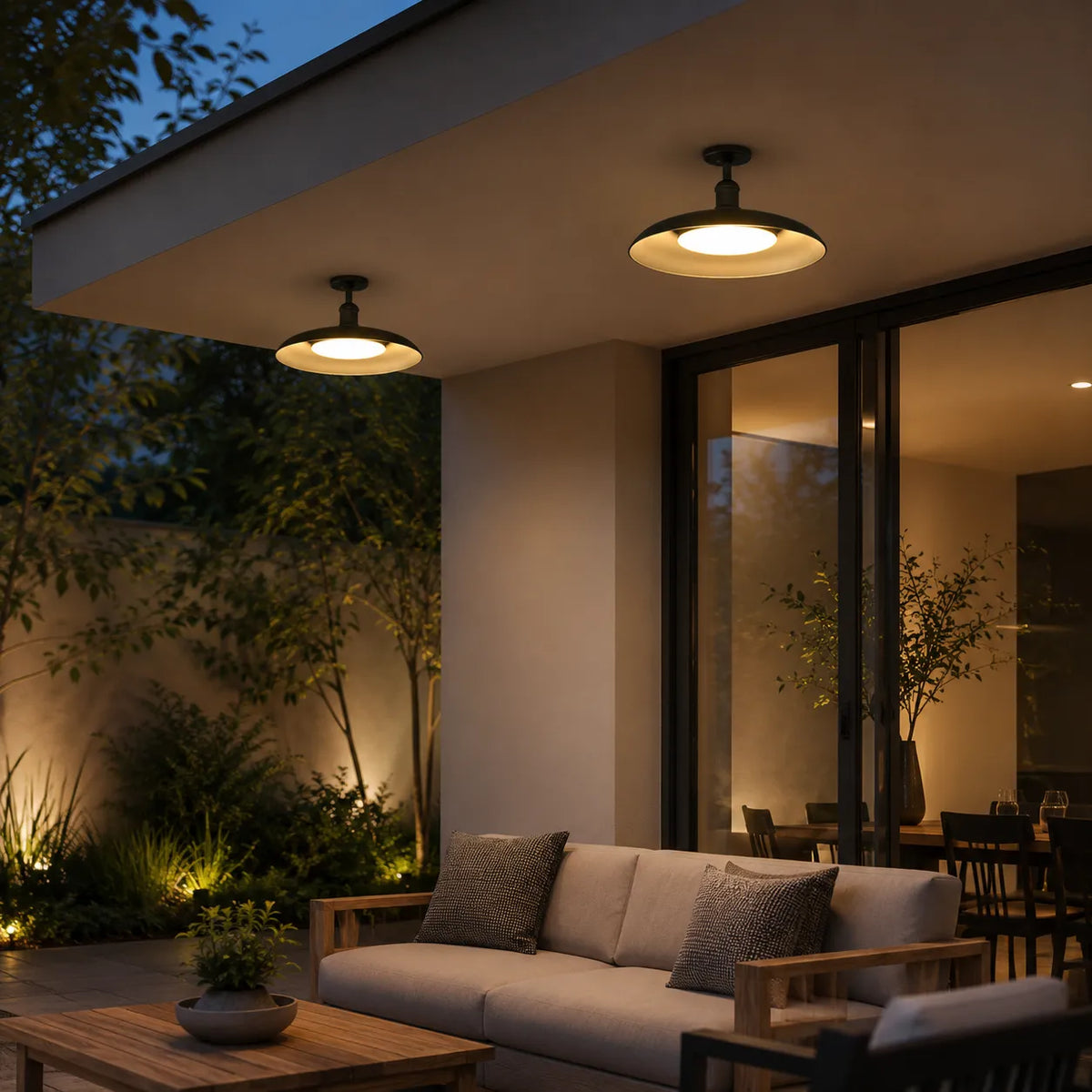 Nerissa Scandinavian IP65 Round Outdoor Semi-Flush Ceiling Light