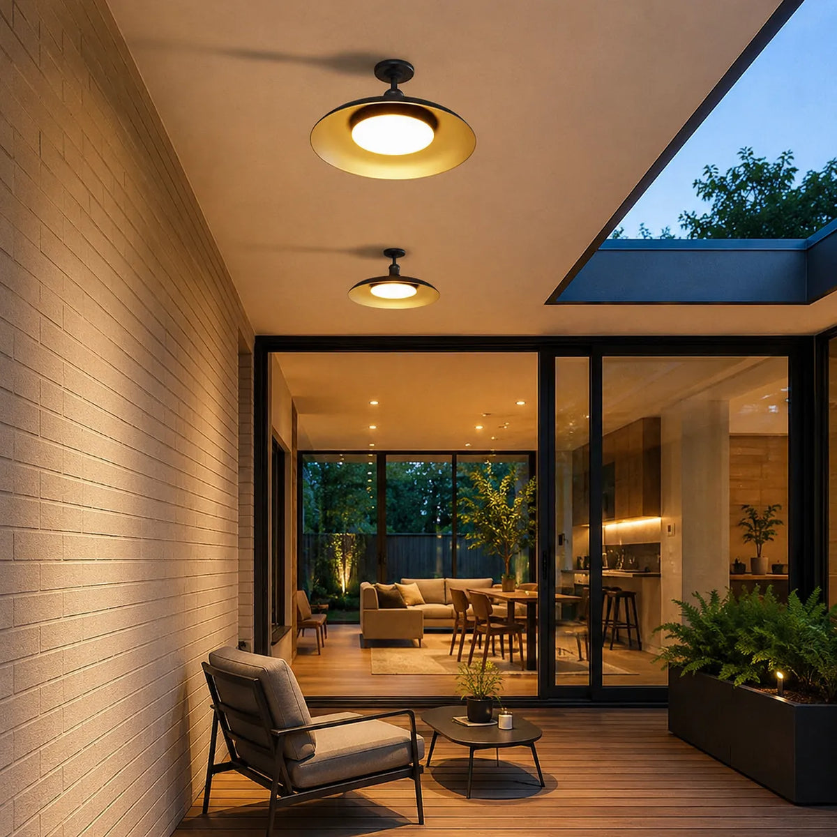 Nerissa Scandinavian IP65 Round Outdoor Semi-Flush Ceiling Light