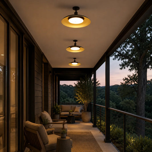 Nerissa Scandinavian IP65 Round Outdoor Semi-Flush Ceiling Light