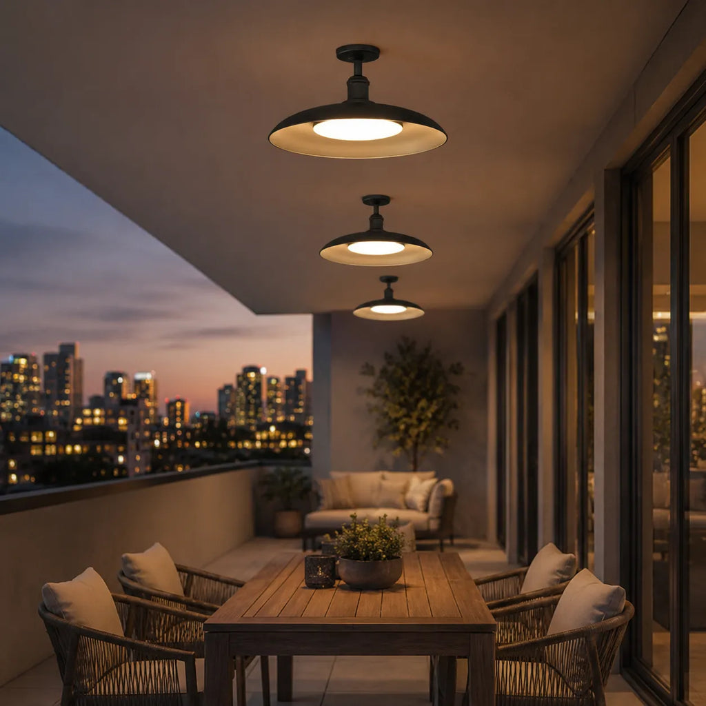 Nerissa Scandinavian IP65 Round Outdoor Semi-Flush Ceiling Light