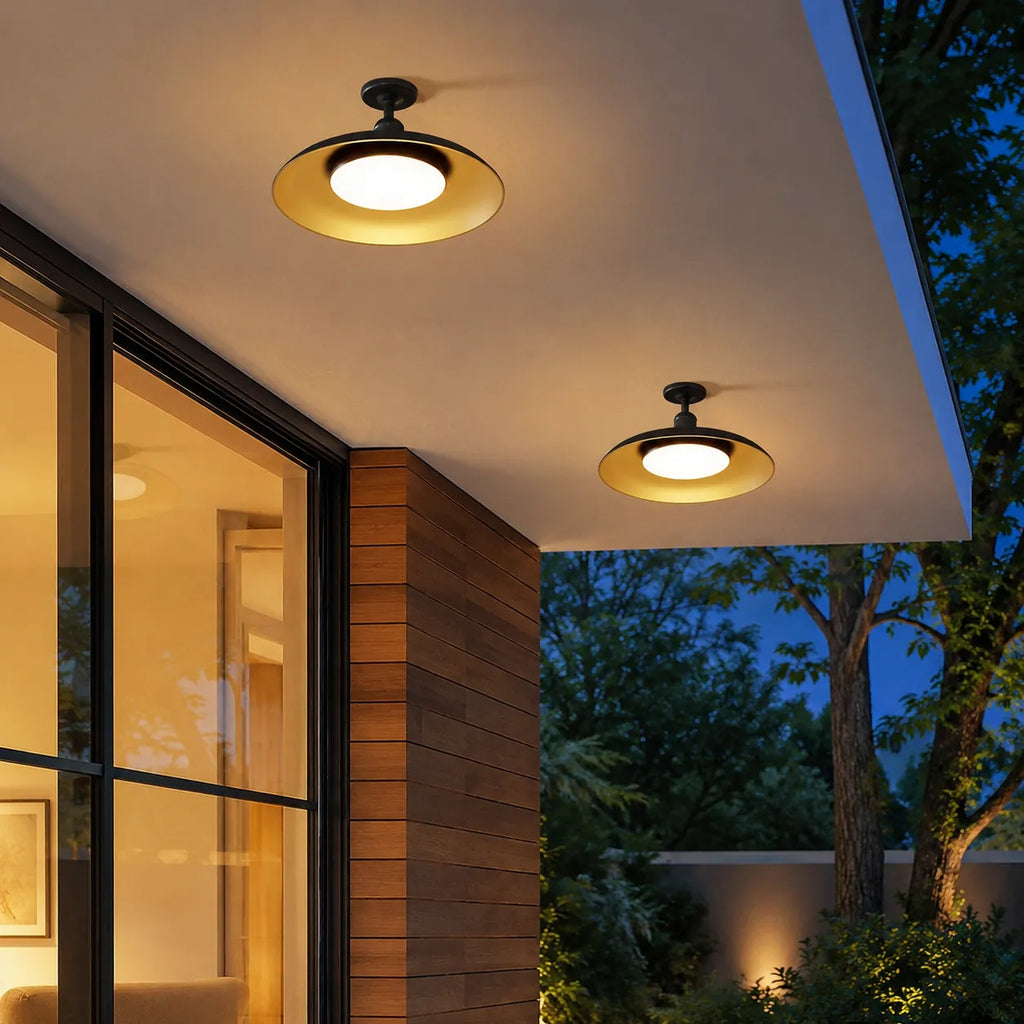 Nerissa Scandinavian IP65 Round Outdoor Semi-Flush Ceiling Light