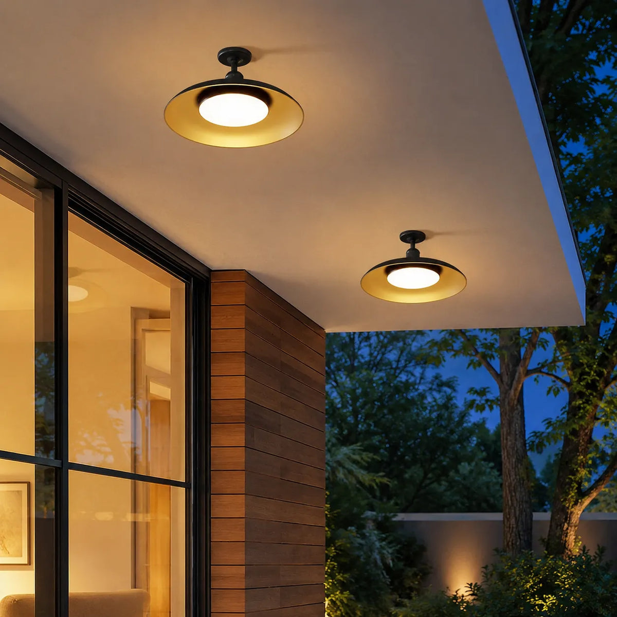 Nerissa Scandinavian IP65 Round Outdoor Semi-Flush Ceiling Light