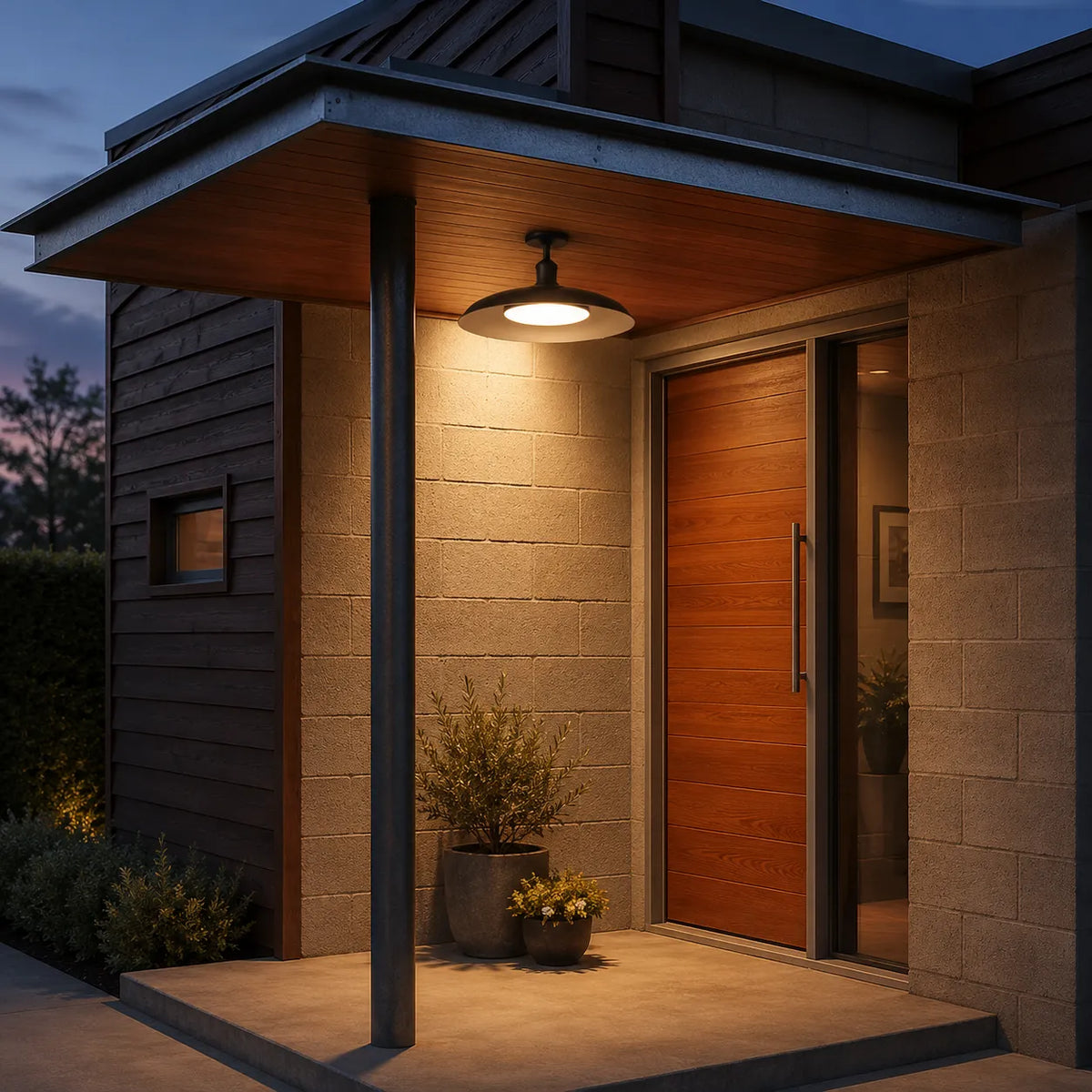 Nerissa Scandinavian IP65 Round Outdoor Semi-Flush Ceiling Light