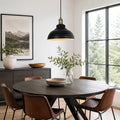 Fleur Industrial Black Metal Dome Pendant Light