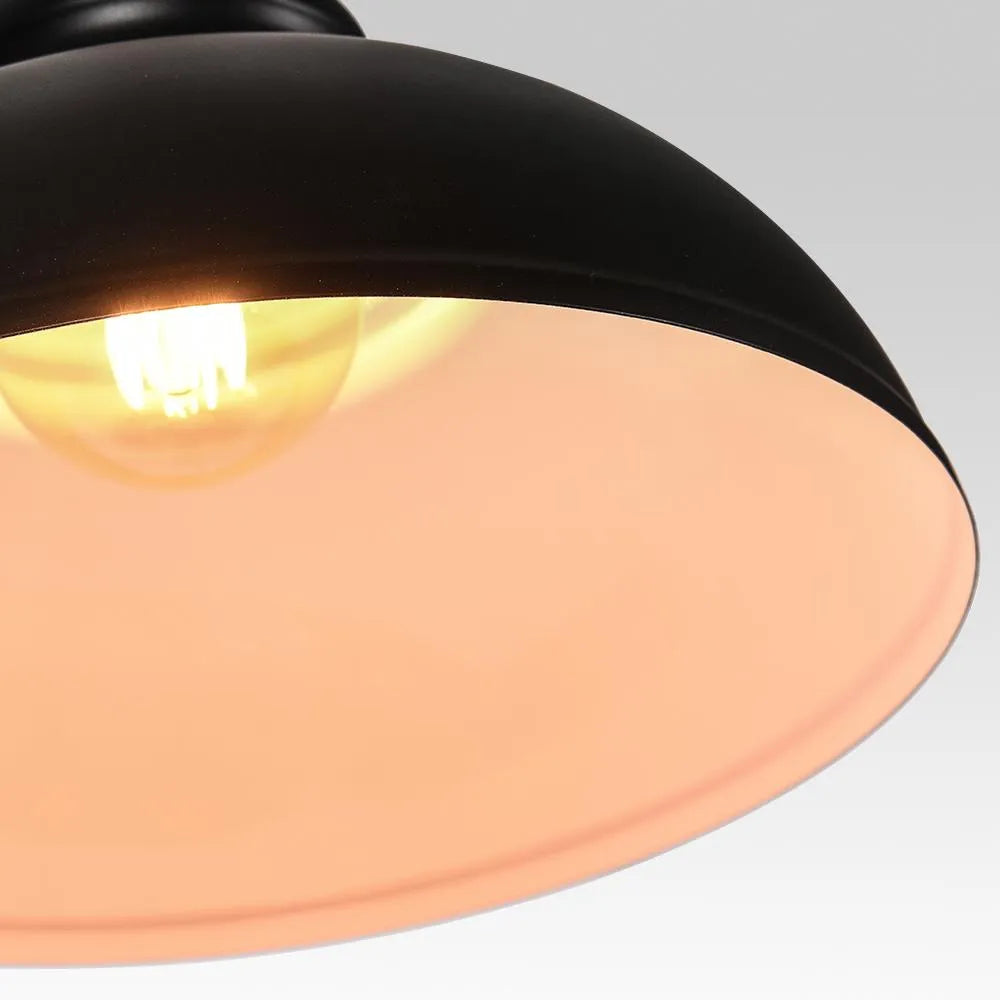 Fleur Industrial Black Metal Dome Pendant Light