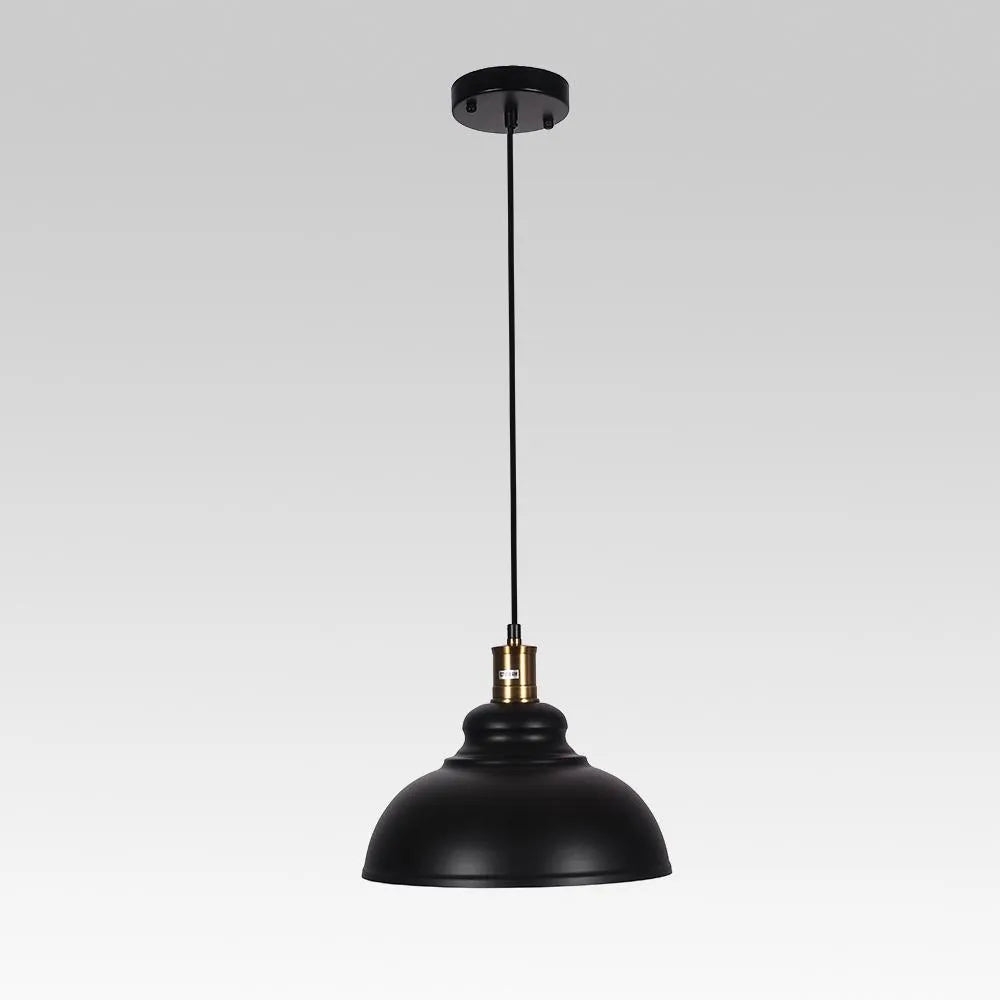 Fleur Industrial Black Metal Dome Pendant Light