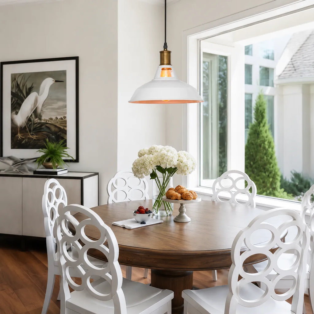 Gioia Industrial Copper-Accent Metal Dome Pendant Light