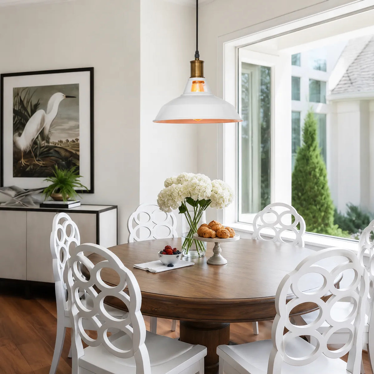 Gioia Industrial Copper-Accent Metal Dome Pendant Light