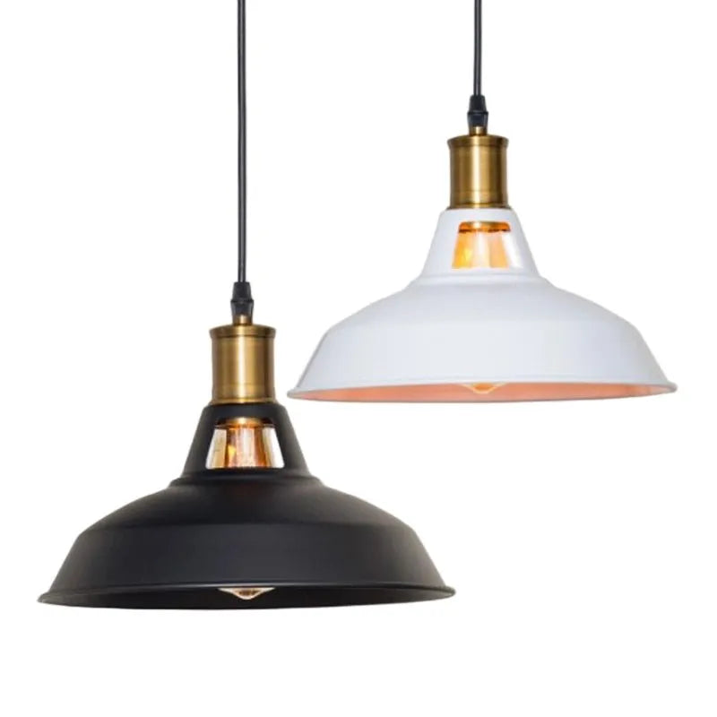 Gioia Industrial Copper-Accent Metal Dome Pendant Light