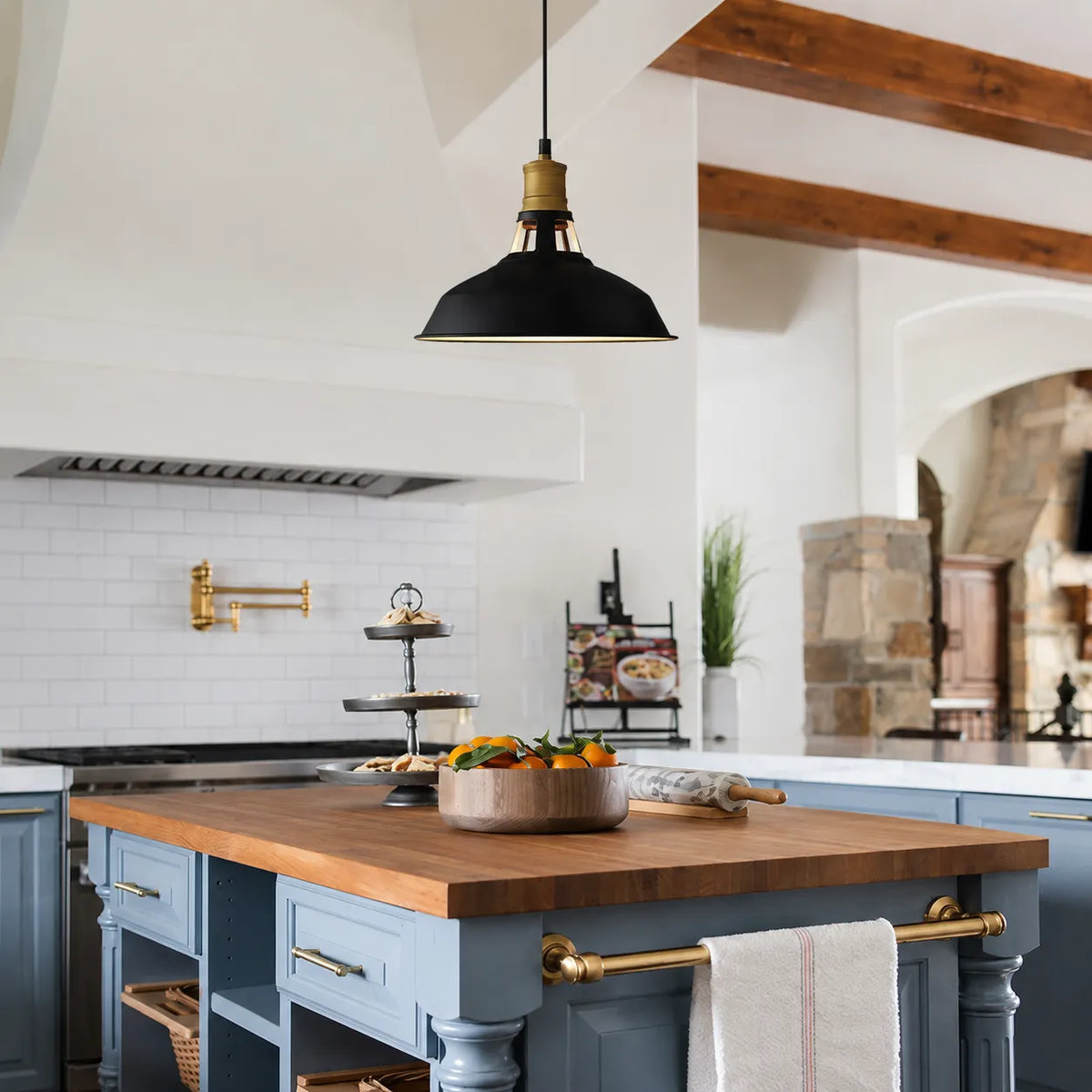 Gioia Industrial Copper-Accent Metal Dome Pendant Light