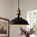 Gioia Industrial Copper-Accent Metal Dome Pendant Light