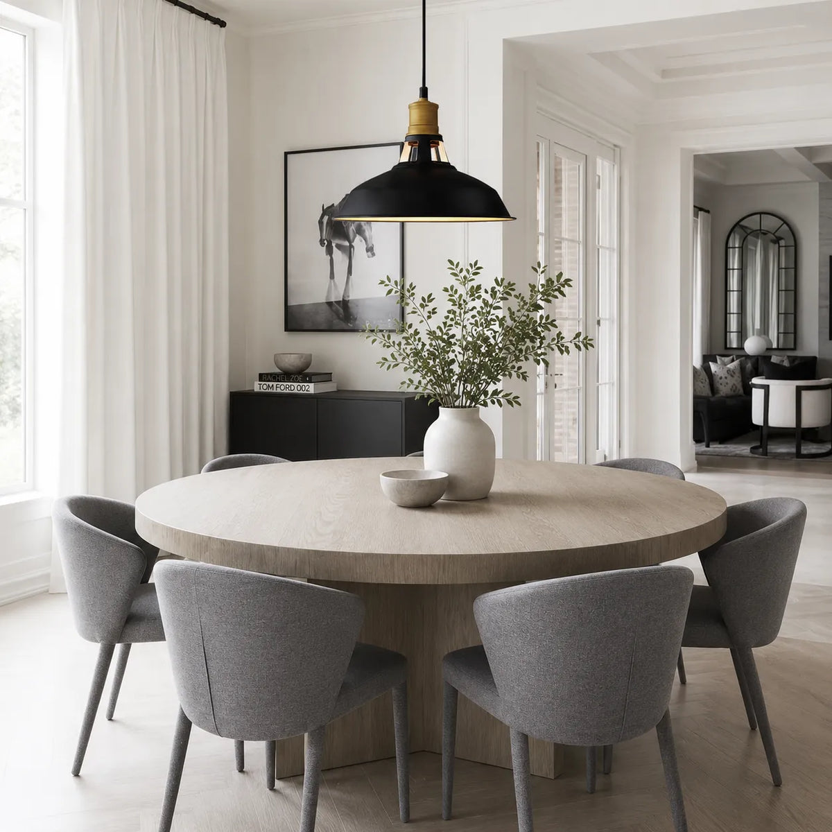Gioia Industrial Copper-Accent Metal Dome Pendant Light