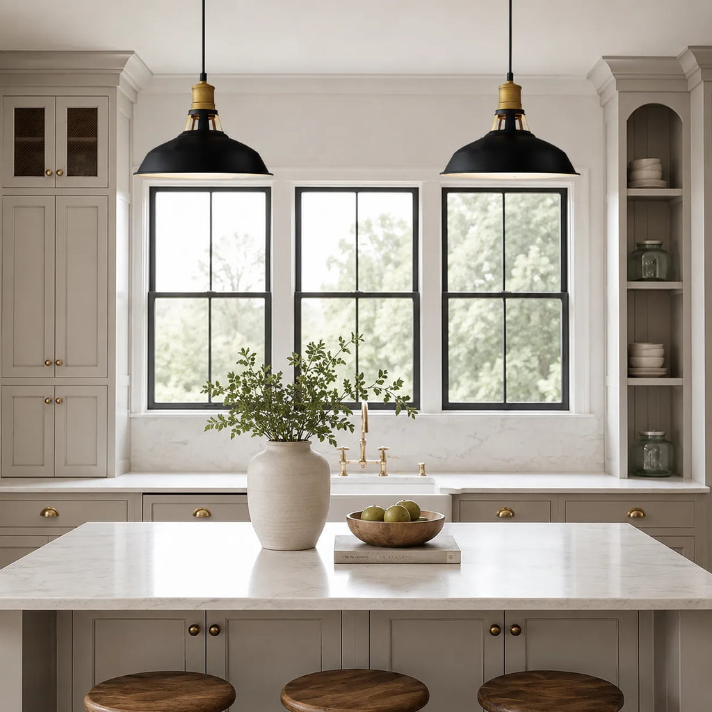 Gioia Industrial Copper-Accent Metal Dome Pendant Light