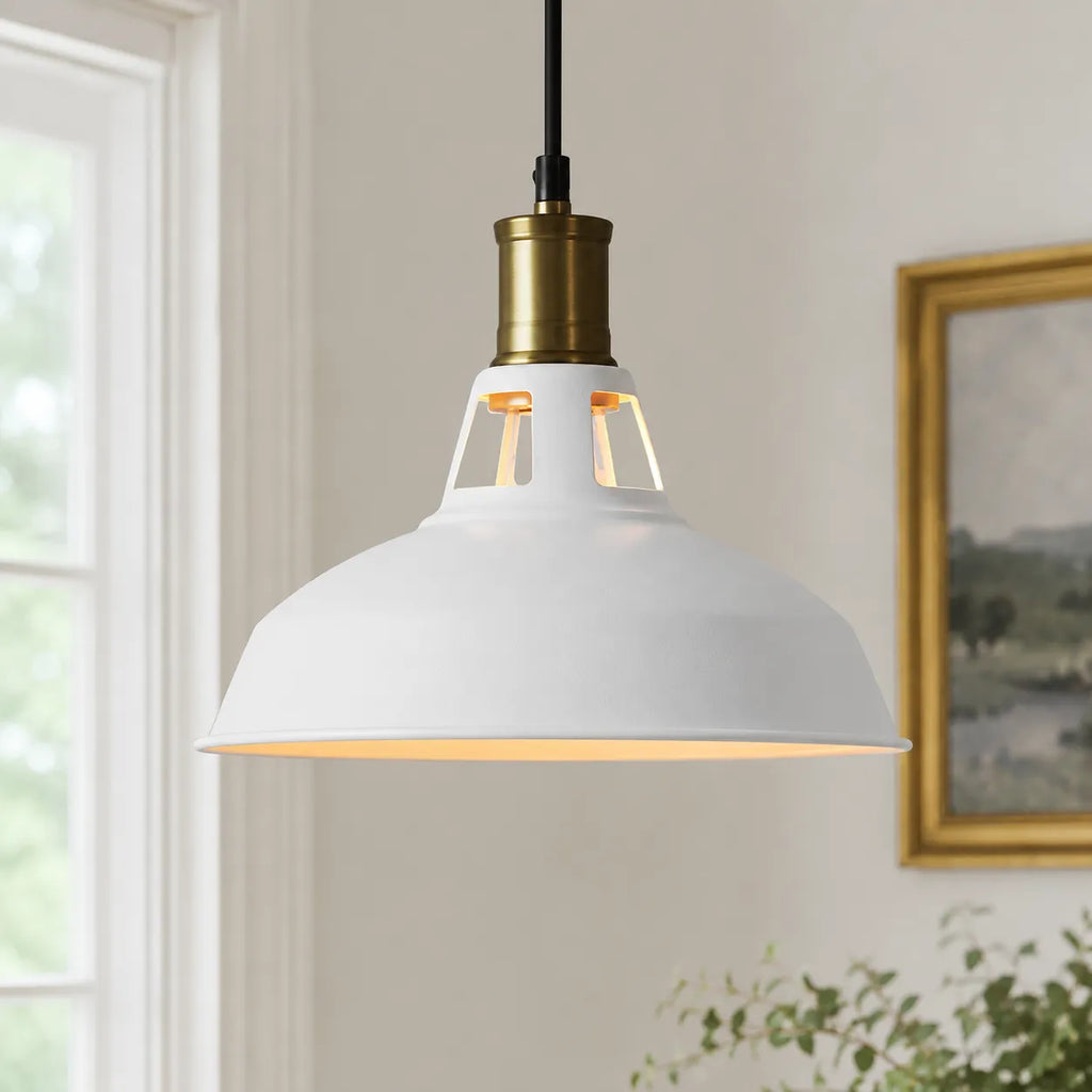 Gioia Industrial Copper-Accent Metal Dome Pendant Light