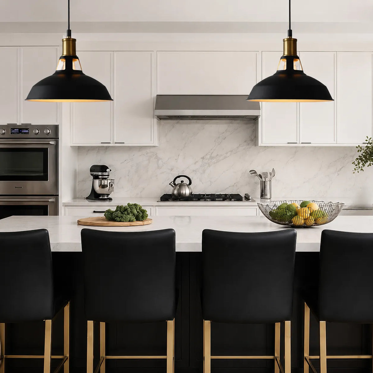 Gioia Industrial Copper-Accent Metal Dome Pendant Light