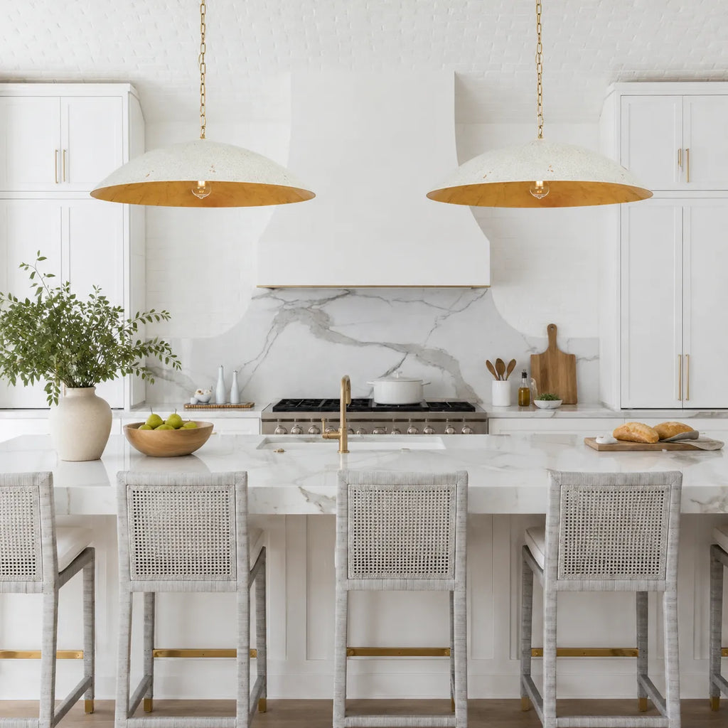 Rina Industrial Gold-Lined Oversized Dome Pendant Light