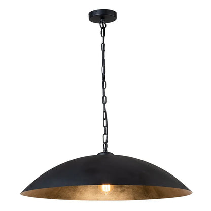 Industrial Dome Pendant Light with Antique Gold Interior