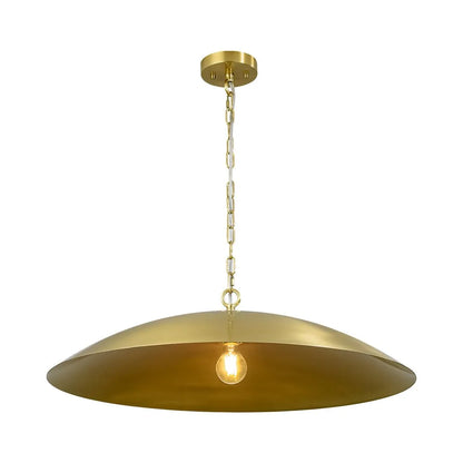 Industrial Dome Pendant Light with Antique Gold Interior
