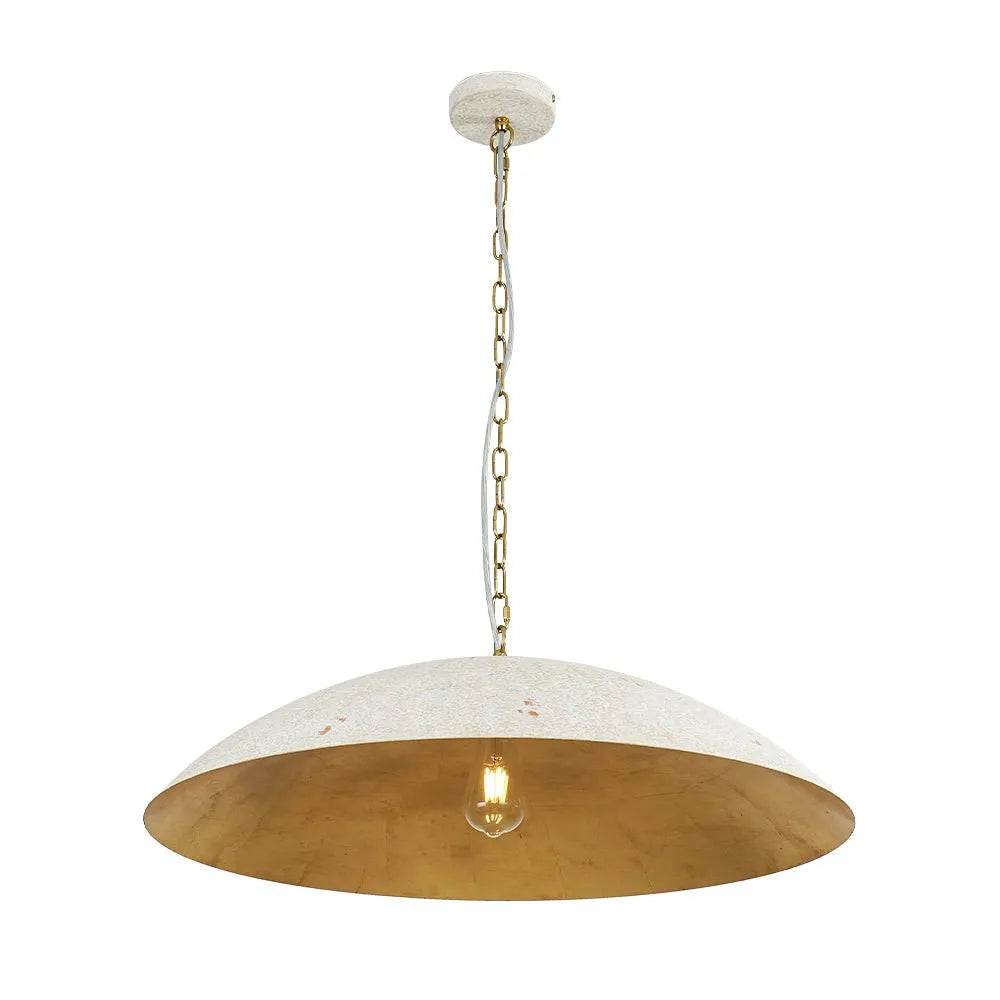 Rina Industrial Gold-Lined Oversized Dome Pendant Light