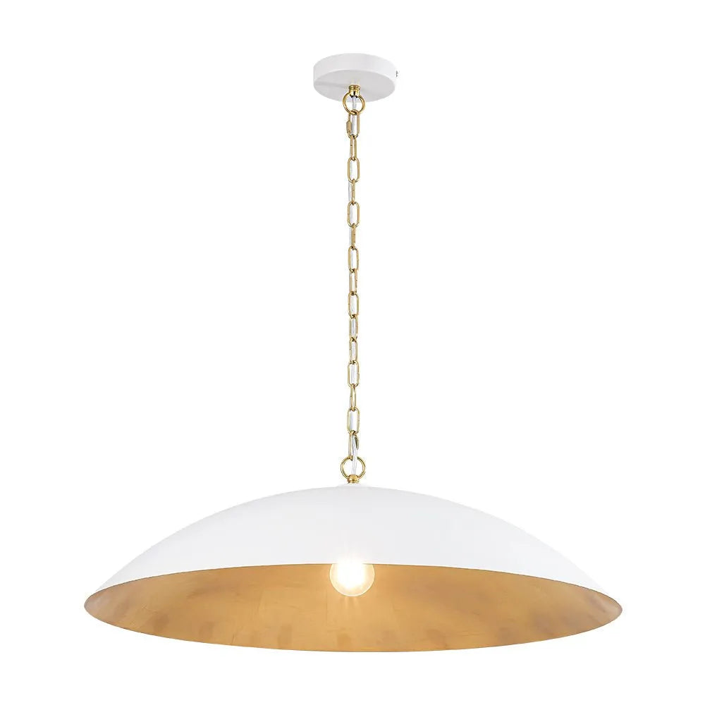 Rina Industrial Gold-Lined Oversized Dome Pendant Light