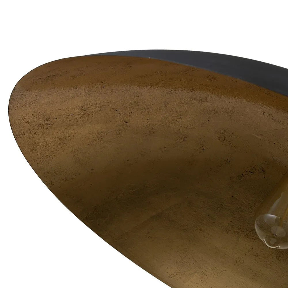 Rina Industrial Gold-Lined Oversized Dome Pendant Light